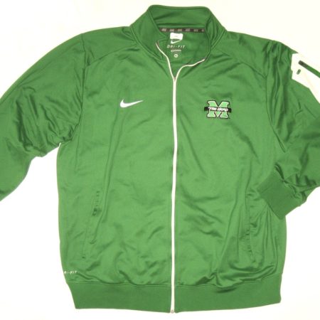 Ryan Bee Player Issued Official Green & White Marshall Thundering Herd Nike Dri-Fit XL Zip Up Sweatshirt