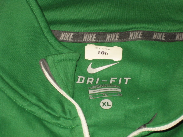 Ryan Bee Player Issued Official Green & White Marshall Thundering Herd Nike Dri-Fit XL Zip Up Sweatshirt - Image 5