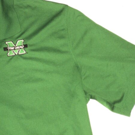 Ryan Bee Player Issued & Signed Official Green Marshall Thundering Herd Nike Dri-Fit XXL Polo Shirt