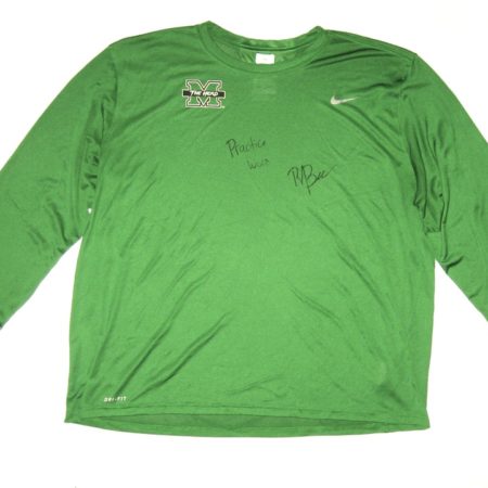 Ryan Bee Practice Worn & Signed Official Marshall Thundering Herd #91 Long Sleeve Nike Dri-Fit XXL Shirt