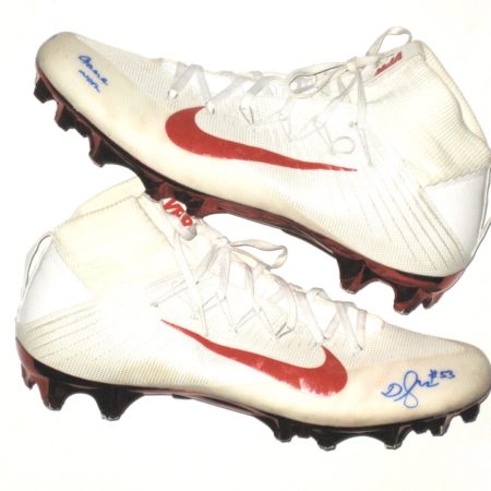 Deontae Skinner New York Giants Game Worn & Signed White & Red Nike Vapor Cleats