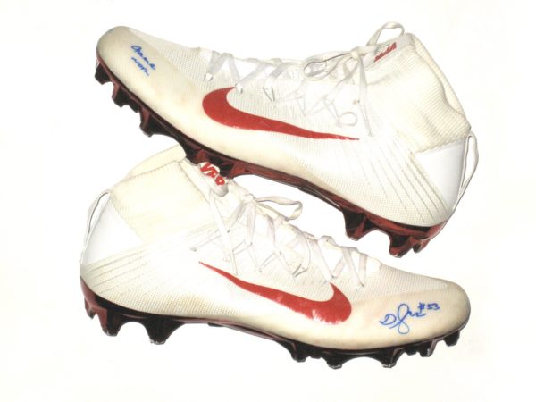 Deontae Skinner New York Giants Game Worn & Signed White & Red Nike Vapor Cleats