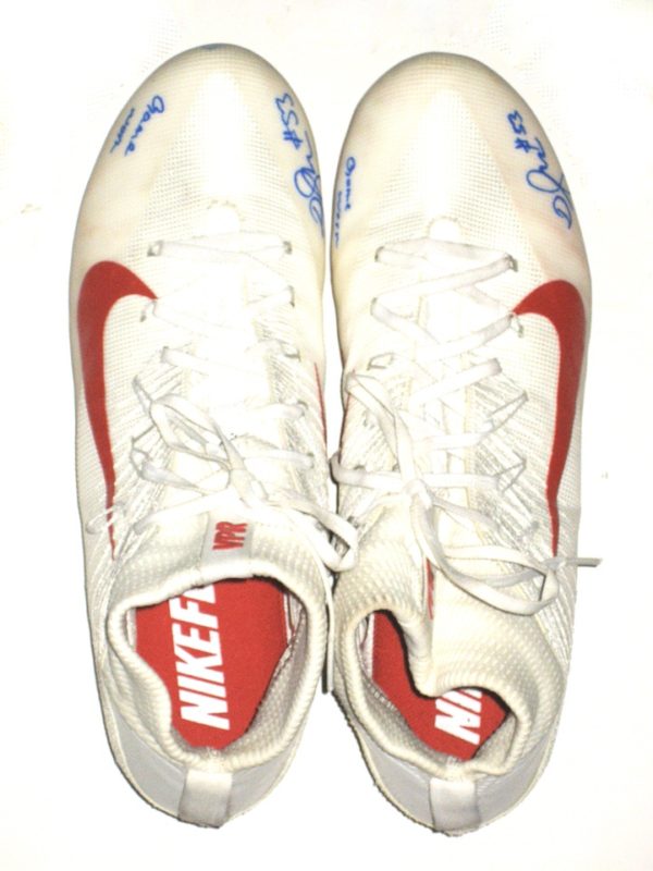 Deontae Skinner New York Giants Game Worn & Signed White & Red Nike Vapor Cleats