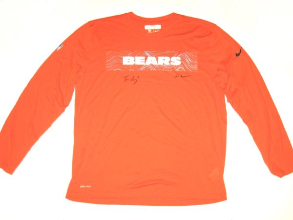 Tanner Gentry Player Issued & Signed Official Chicago Bears #19 Long Sleeve Nike Dri-FIT XL Shirt