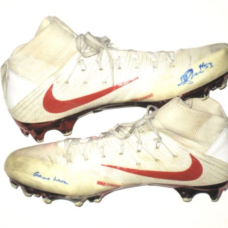 Deontae Skinner New York Giants Game Worn & Signed White & Red Nike Vapor Cleats