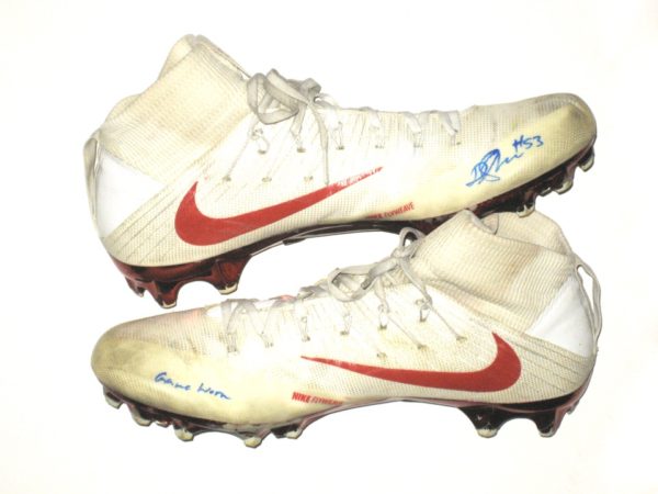 Deontae Skinner New York Giants Game Worn & Signed White & Red Nike Vapor Cleats