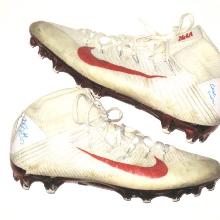 Deontae Skinner New York Giants Game Used & Signed White & Red Nike Vapor Cleats