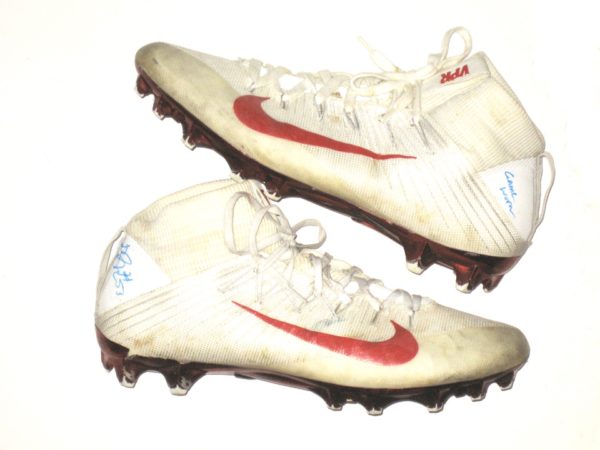 Deontae Skinner New York Giants Game Used & Signed White & Red Nike Vapor Cleats