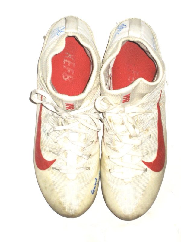 Deontae Skinner New York Giants Game Used & Signed White & Red Nike Vapor Cleats