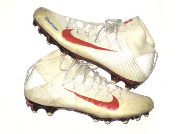 Deontae Skinner New York Giants Game Worn & Signed White & Red Nike Vapor Cleats