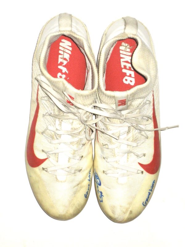 Deontae Skinner New York Giants Game Worn & Signed White & Red Nike Vapor Cleats