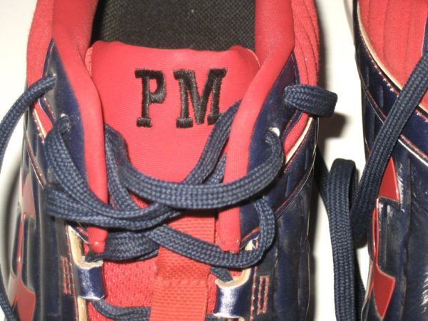 Patrick Mazeika 2019 Binghamton Rumble Ponies Game Worn & Signed Blue & Red Under Armour Cleats - Embroidered with Initials!