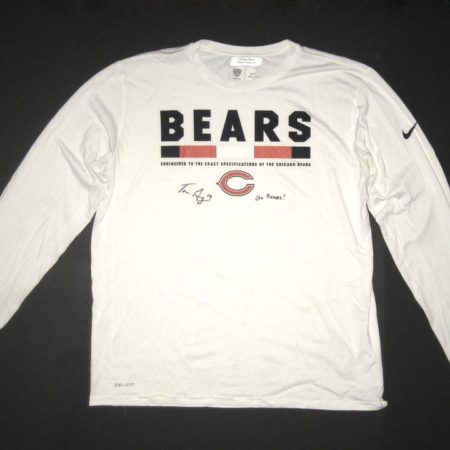 Tanner Gentry Practice Worn & Signed Official Chicago Bears #19 Long Sleeve Nike Dri-FIT XL Shirt