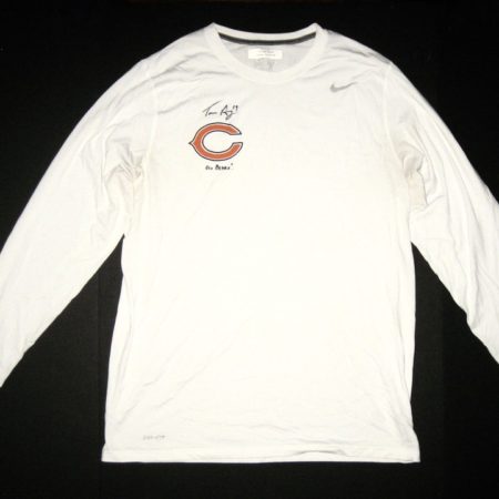 Tanner Gentry Practice Worn & Signed Official White Chicago Bears #19 Long Sleeve Nike Dri-FIT XL Shirt