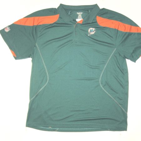AJ Francis Team Issued Official Green & Orange Miami Dolphins Reebok 3XL Polo Shirt