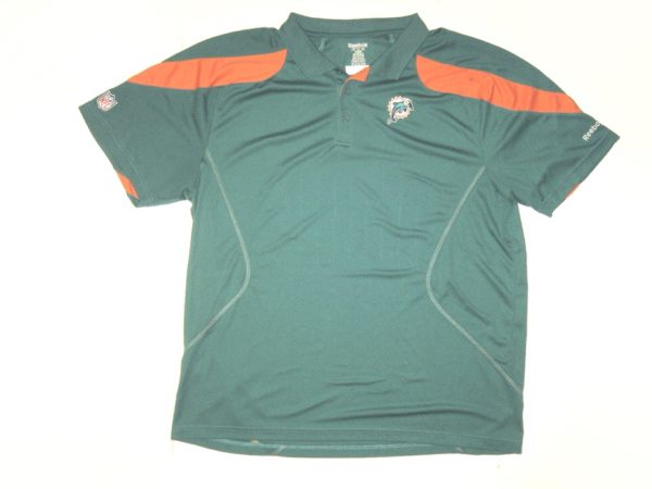 AJ Francis Team Issued Official Green & Orange Miami Dolphins Reebok 3XL Polo Shirt