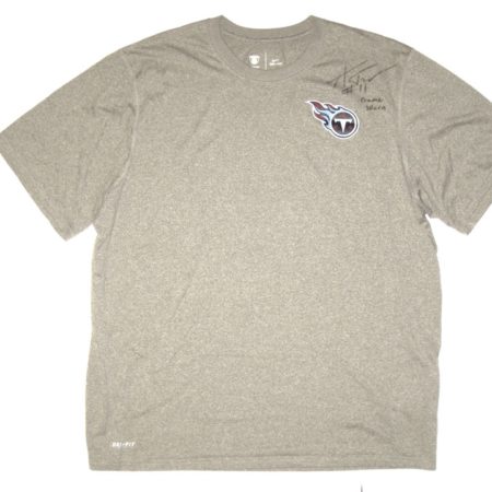 Alex Tanney Game Worn & Signed Official Gray Tennessee Titans Nike Dri-Fit XL Shirt