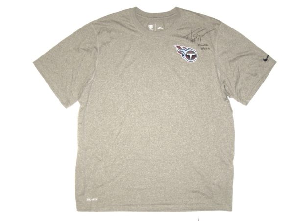 Alex Tanney Game Worn & Signed Official Gray Tennessee Titans Nike Dri-Fit XL Shirt