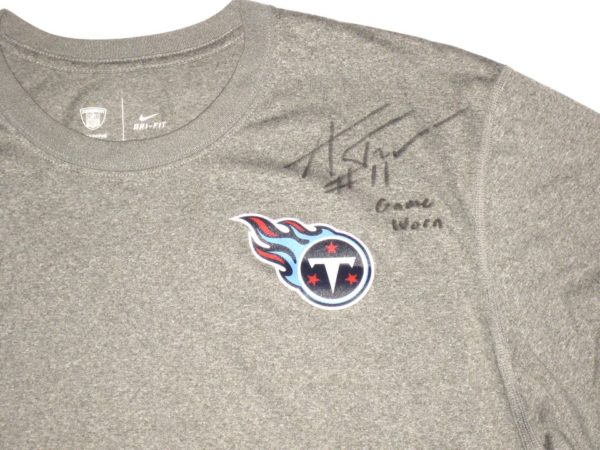 Alex Tanney Game Worn & Signed Official Gray Tennessee Titans Nike Dri-Fit XL Shirt