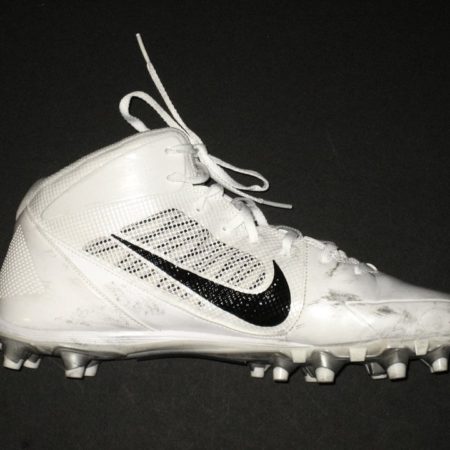 Orleans Darkwa New York Giants Game Worn White & Black Left Nike Alpha Pro Cleat