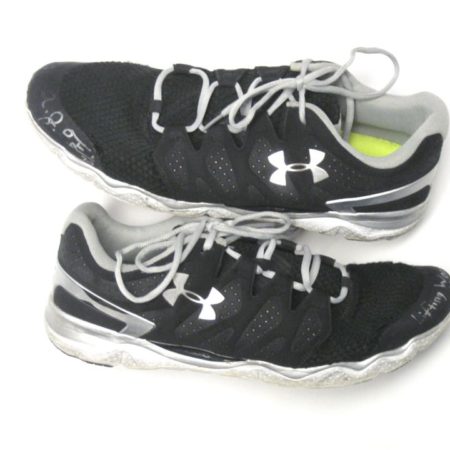 AJ Francis Tampa Bay Buccaneers Training Worn & Signed Black & Silver Under Armour Sneakers - Worn for Lifting!