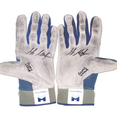 Max Moroff 2019 Columbus Clippers Game Used & Signed Lizard Skins Batting Gloves