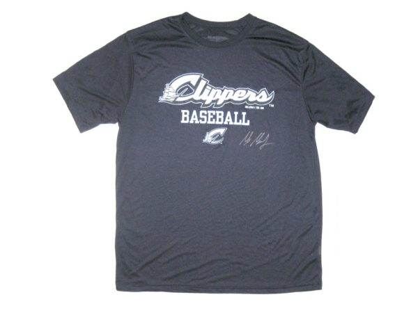 Max Moroff 2019 Practice Worn & Signed Official Columbus Clippers Baseball Holloway Large Shirt