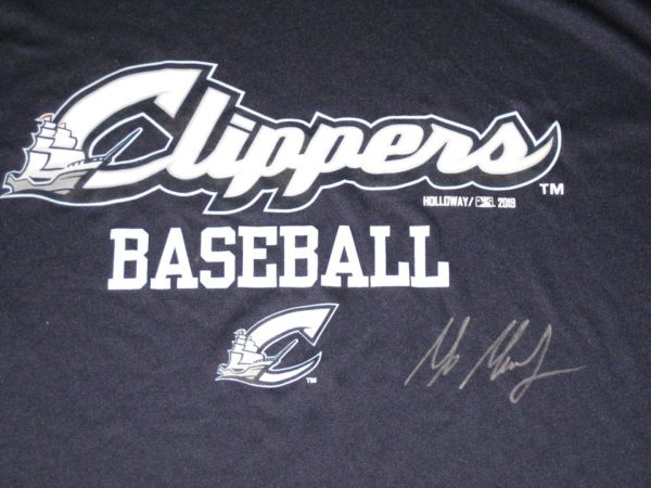 Max Moroff 2019 Practice Worn & Signed Official Columbus Clippers Baseball Holloway Large Shirt