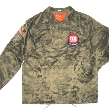 Alex Tanney Player Issued New York Giants #3 Camo 2019 Salute to Service Sideline Full-Snap Nike Lightweight XL Jacket