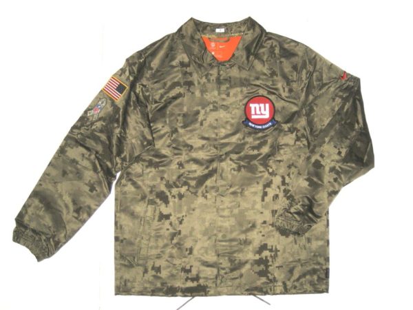 Alex Tanney Player Issued New York Giants #3 Camo 2019 Salute to Service Sideline Full-Snap Nike Lightweight XL Jacket