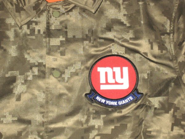 Alex Tanney Player Issued New York Giants #3 Camo 2019 Salute to Service Sideline Full-Snap Nike Lightweight XL Jacket