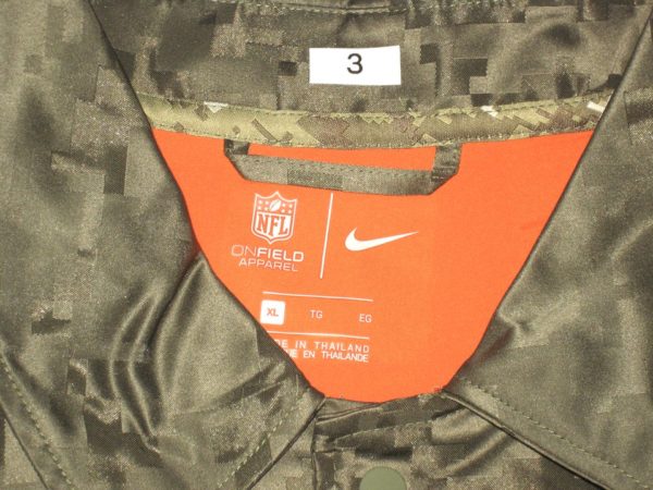 Alex Tanney Player Issued New York Giants #3 Camo 2019 Salute to Service Sideline Full-Snap Nike Lightweight XL Jacket