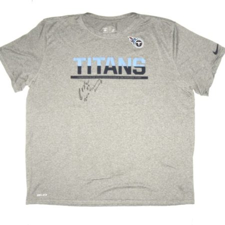 Cole Wick 2019 Training Camp Worn & Signed Official Gray Tennessee Titans Nike Dri-Fit XXL Shirt