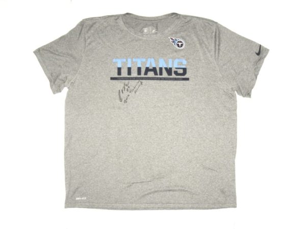 Cole Wick 2019 Training Camp Worn & Signed Official Gray Tennessee Titans Nike Dri-Fit XXL Shirt