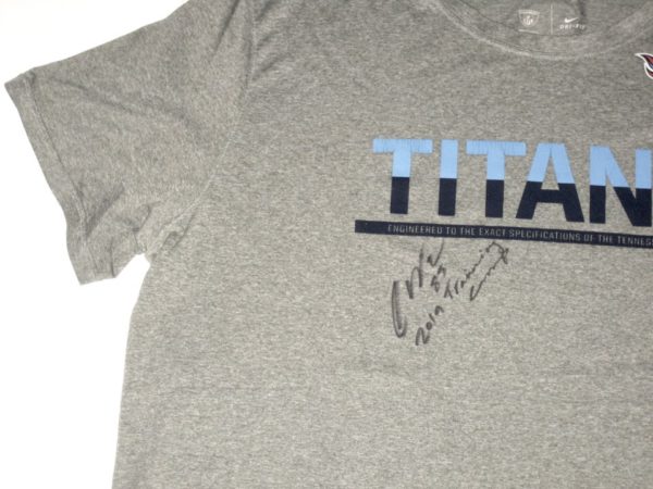 Cole Wick 2019 Training Camp Worn & Signed Official Gray Tennessee Titans Nike Dri-Fit XXL Shirt1