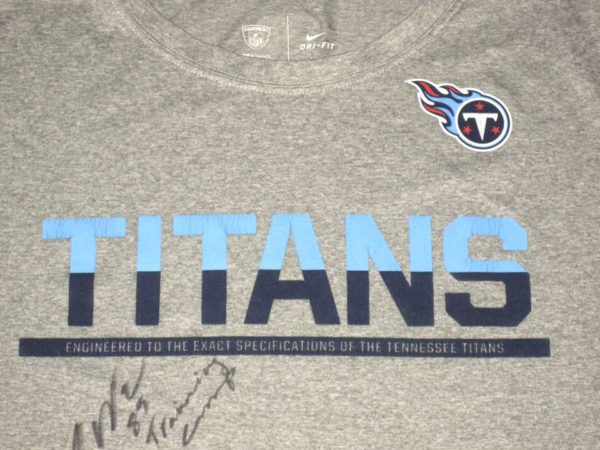 Cole Wick 2019 Training Camp Worn & Signed Official Gray Tennessee Titans Nike Dri-Fit XXL Shirt1