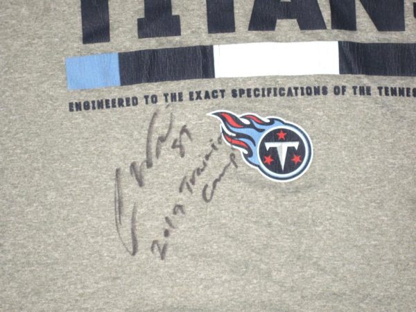 Cole Wick 2019 Training Camp Worn & Signed Official Tennessee Titans Nike Dri-Fit 3XL Shirt