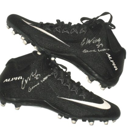 Cole Wick Detroit Lions Rookie Game Worn & Signed Black & White Nike Alpha Cleats