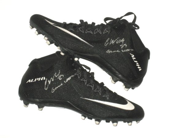 Cole Wick Detroit Lions Rookie Game Worn & Signed Black & White Nike Alpha Cleats