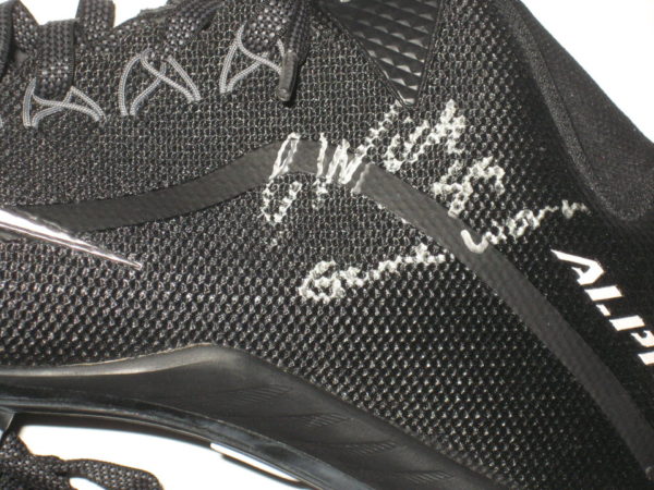 Cole Wick Detroit Lions Rookie Game Worn & Signed Black & White Nike Alpha Cleats - Size 16 - Image 6
