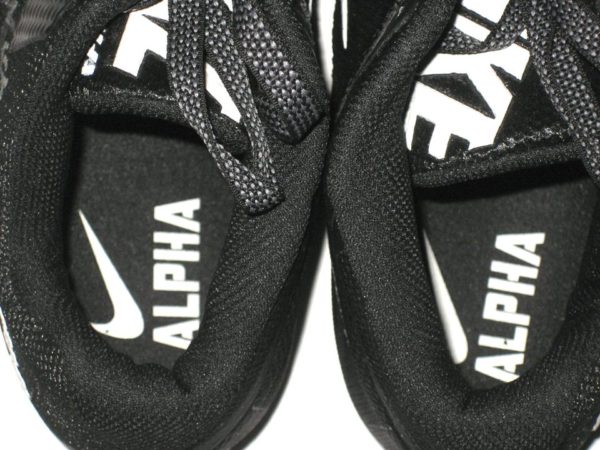 Cole Wick Detroit Lions Rookie Game Worn & Signed Black & White Nike Alpha Cleats - Size 16 - Image 7
