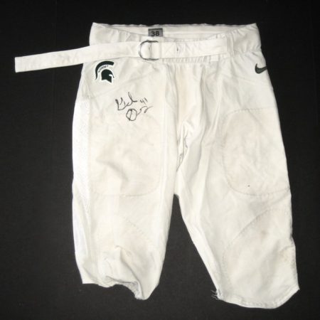 Gerald Owens Game Used & Signed Official White Michigan State Spartans Nike Pants