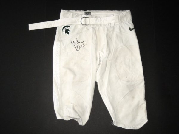 Gerald Owens Game Used & Signed Official White Michigan State Spartans Nike Pants