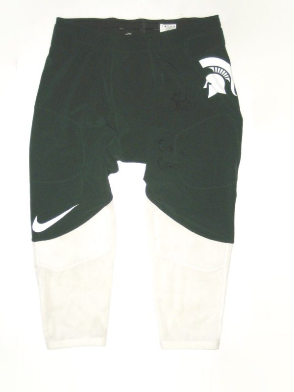 Gerald Owens Practice Worn & Signed Official White & Green Michigan State Spartans Nike Dri-Fit 3XL Pants
