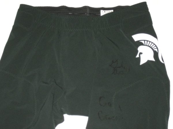 Gerald Owens Practice Worn & Signed Official White & Green Michigan State Spartans Nike Dri-Fit 3XL Pants