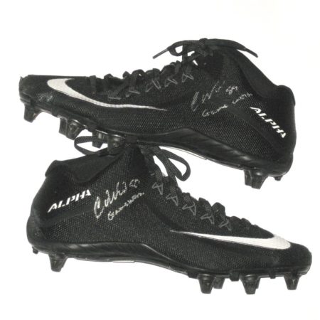 Cole Wick Detroit Lions Rookie Game Worn & Signed Black & White Nike Alpha Cleats