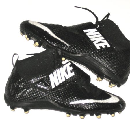 Cole Wick Detroit Lions Rookie Game Worn & Signed Black & White Nike Strike Pro Cleats