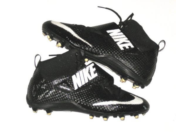 Cole Wick Detroit Lions Rookie Game Worn & Signed Black & White Nike Strike Pro Cleats