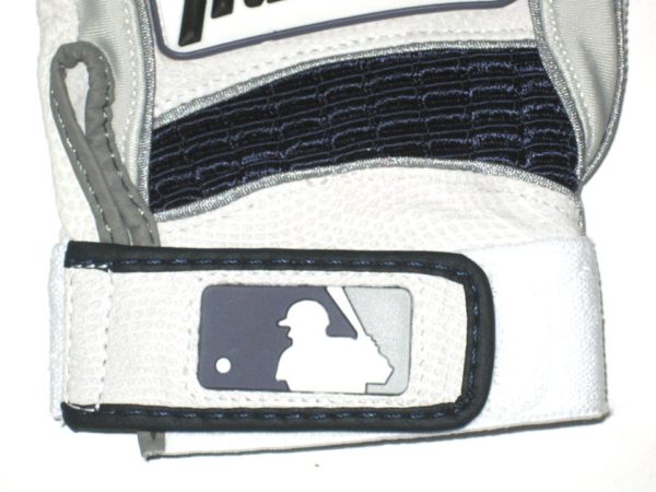 Max Moroff 2019 Columbus Clippers Game Used & Signed White, Blue & Gray Franklin Batting Gloves - Image 7