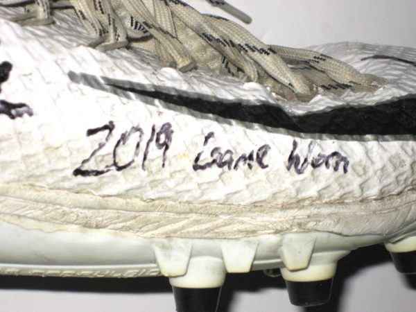 Henry Anderson 2019 New York Jets Game Worn & Signed White & Black Nike Lunarbeast Cleats - Size 13.5